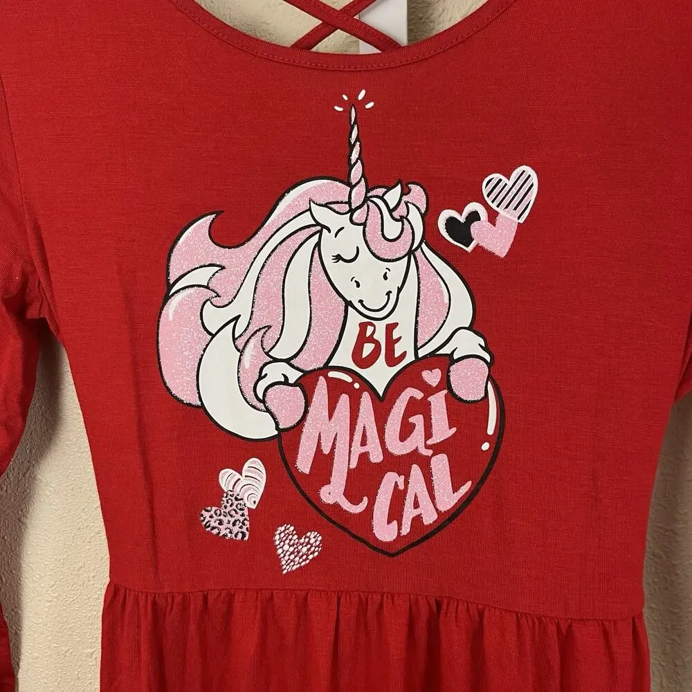 NWT Justice Be Magical Glitter Unicorn Jersey Dress Girls 14/16